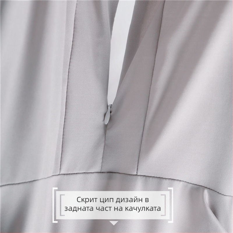 Дълга дамска защита от слънцето до коляното, Ice Silk материя, качулка, широка козирка, UV защита UPF50+, дишаща, бързосъхнеща.