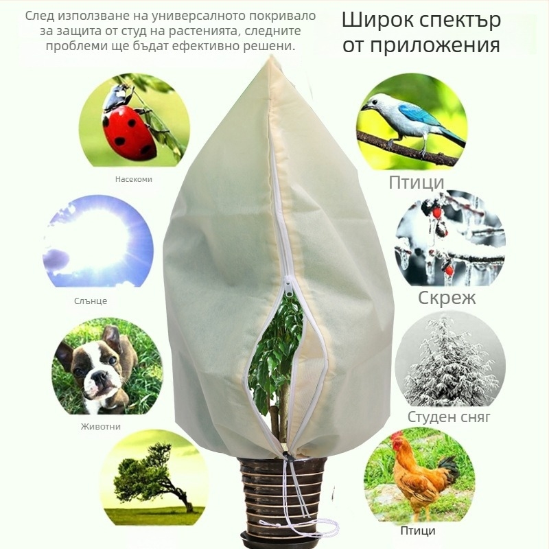 Защитна покривка от нетъкана материя за зимна защита на саксийни растения и градински растения