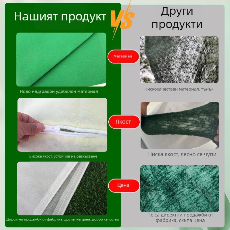 Защитна покривка от нетъкана материя за зимна защита на саксийни растения и градински растения