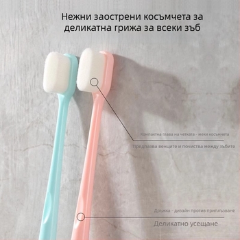 Четка за зъби с меки влакна за възрастни, фин и мек косъм, подходяща за бременни и послеродова грижа, междузъбно почистване