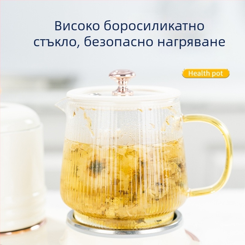 Здравословна кана за чай със интегрирано варене и запарване, 600 ml стъклен корпус, сензорен контрол, в подаръчна кутия