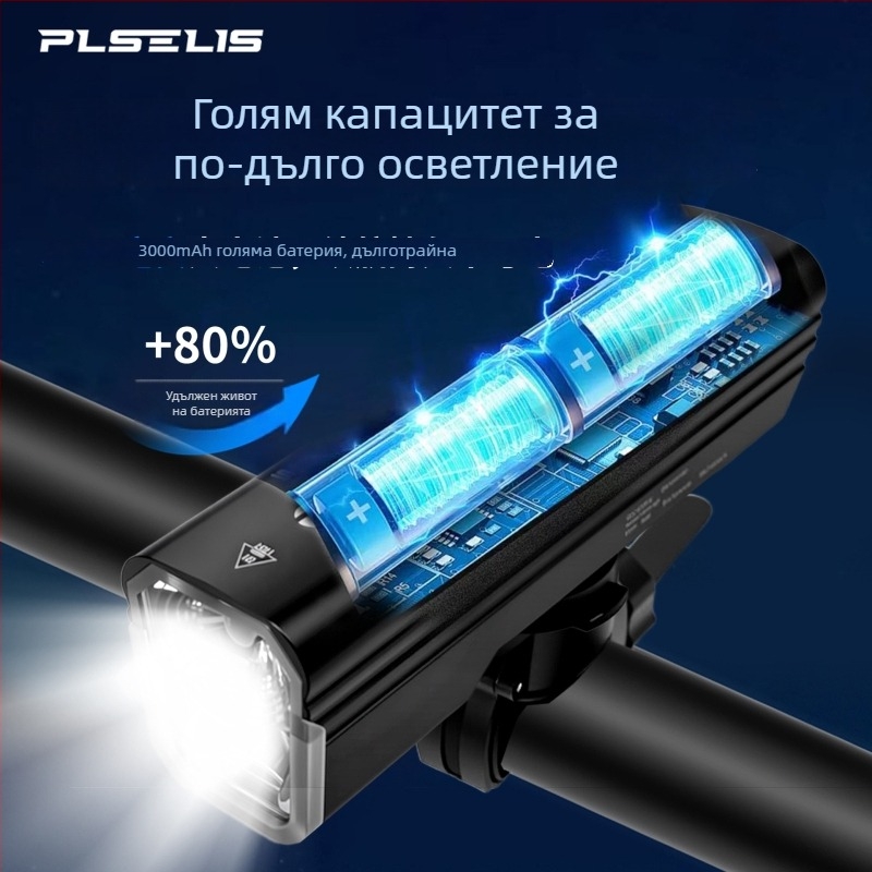 PLSELIS ултралеко предно светло за велосипед със зареждане Type-C и водоустойчив дизайн