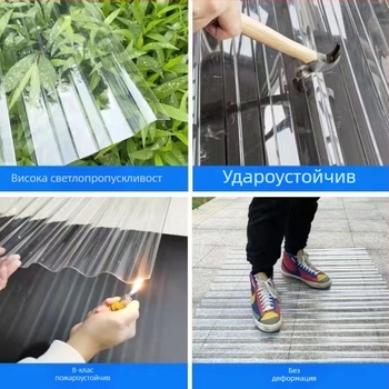 Поликарбонатни осветителни плочи за прозрачен покрив, покривни плочи за фабрики, навеси, вълнообразни плочи, ярки плочи, земеделски оранжерии, 840 трапецовидни плочи