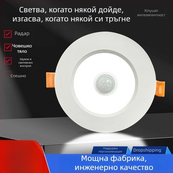 Вградена LED таванна лампа със детектор за движение, аварийно осветление за антре и коридор, интелигентен радарен сензор