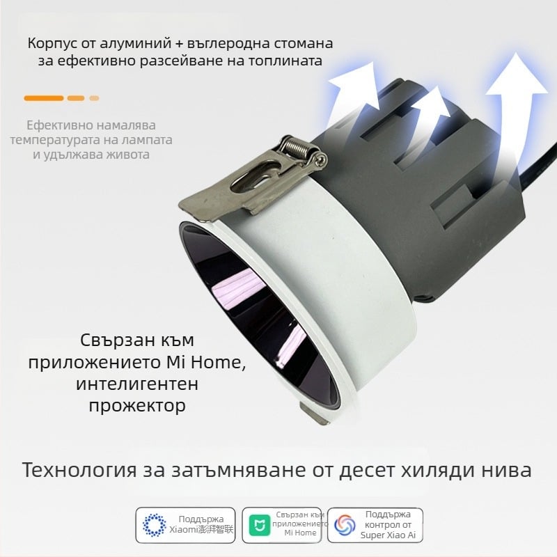 Умен прожектор със пълен спектър, безстъпенно димерване, вградена дълбока антиблясък тръба, COB светлинен източник, интегриран с Mijia приложение за домашна употреба