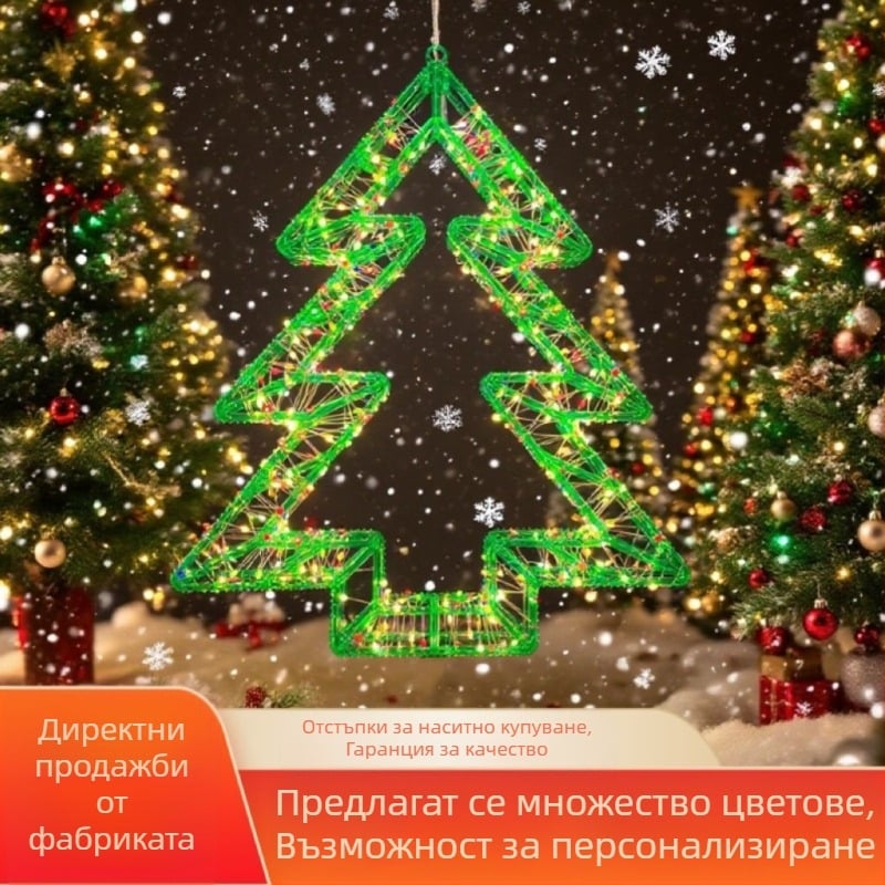 LED гирлянда на медна тел за външно коледно осветление, светеща коледна елха