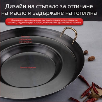 Чугунен тиган за пържене с вдлъбнато дъно, гуизоу специалитет, подходящ за домашна и професионална употреба, за пържене на картофи