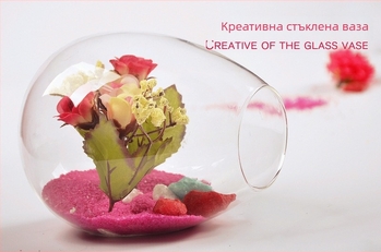mxmade Европейски стил креативна странично отваряща се прозрачна стъклена ваза за хидропонни сукуленти и мини пейзаж