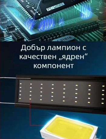 LED лампа за аквариум с пълен спектър за водни растения, водоустойчива, със стойка.