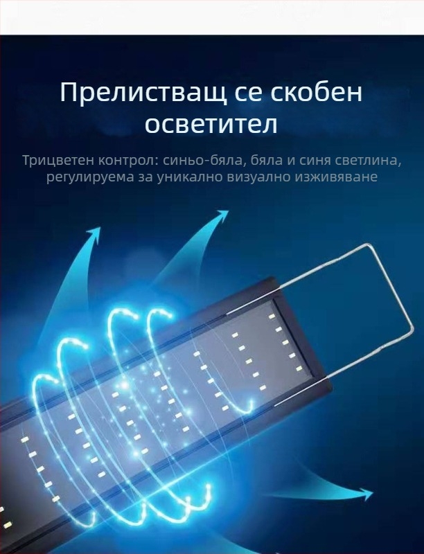 LED лампа за аквариум с пълен спектър за водни растения, водоустойчива, със стойка.