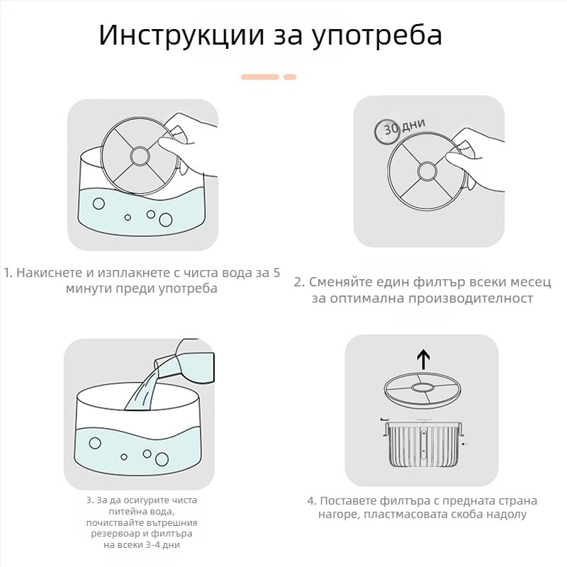 Филтър за интелигентен дозатор за вода на домашни любимци – активен въглен, заместващ филтър за автоматичен дозатор за вода (котки и кучета) – 2 бр