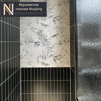 Черни матови плочки с шарка на решетка, 300×600 мм, за кухненски и баня стени, Nordic стил