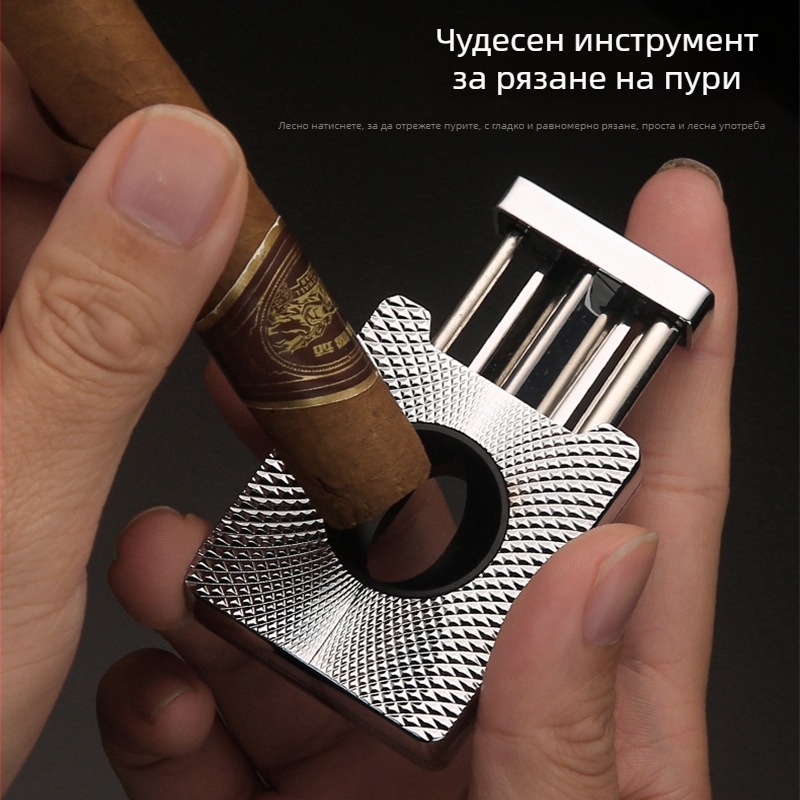 Портативен V‑образен рязач за пури, прецизен режещ инструмент, луксозен аксесоар за пушене, персонализиран подарък за мъже