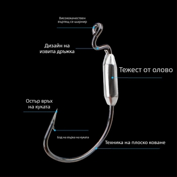 7316 Crank Hook с оловна глава за примамки, против закачане към дъното, Texas риг за сладководен и морски риболов