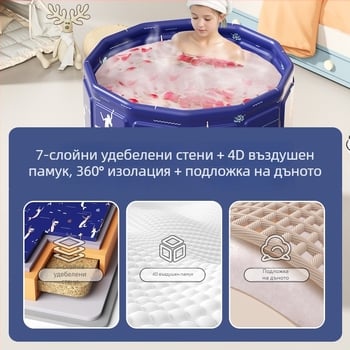 Сгъваема детска ваничка за къпане с дебел изолационен слой, екологично чист PVC, за домашна употреба.