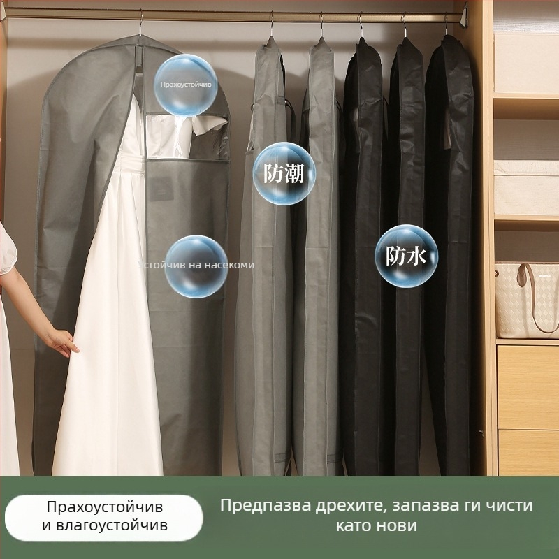 PEVA прозрачен калъф за облекло, прахозащитен и влагоустойчив, за окачване в дома, сгъваем калъф за дрехи и костюми