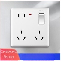 Панел за стенен превключвател и контакти с едно превключване и осем гнезда, 86-тип, скрит монтаж, бял, нов национален стандарт