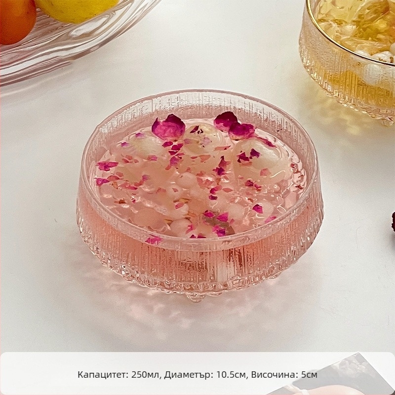 Стъклена купа за десерти с нестандартна форма, луксозна купа за козметични салони, за желета и десерти, дебело стъкло, диаметър 10–10,9 cm