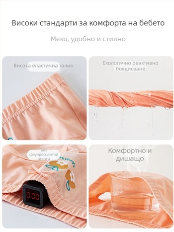 Детски антибактериални памучни бикини за лято, момичета, средна талия, дишащи, клас A