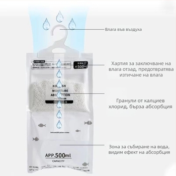 Закачваща се торба за изсушаване за общежития, абсорбира влажността, предпазва от мухъл, голяма опаковка