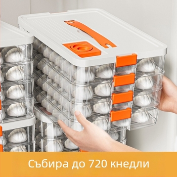 Многослойна кутия за съхранение на пелмени във фризер, кухненски хладилник органайзер, поднос за пелмени, бързо замразяване и запазване на свежест