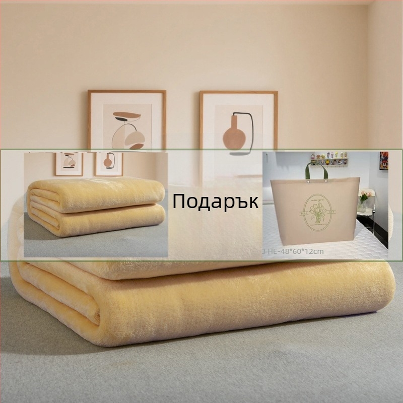 Jushuan фланелено одеяло за диван — есенно-зимно, удебелено и топло, жакардов модел, едноцветно, за офисна дрямка
