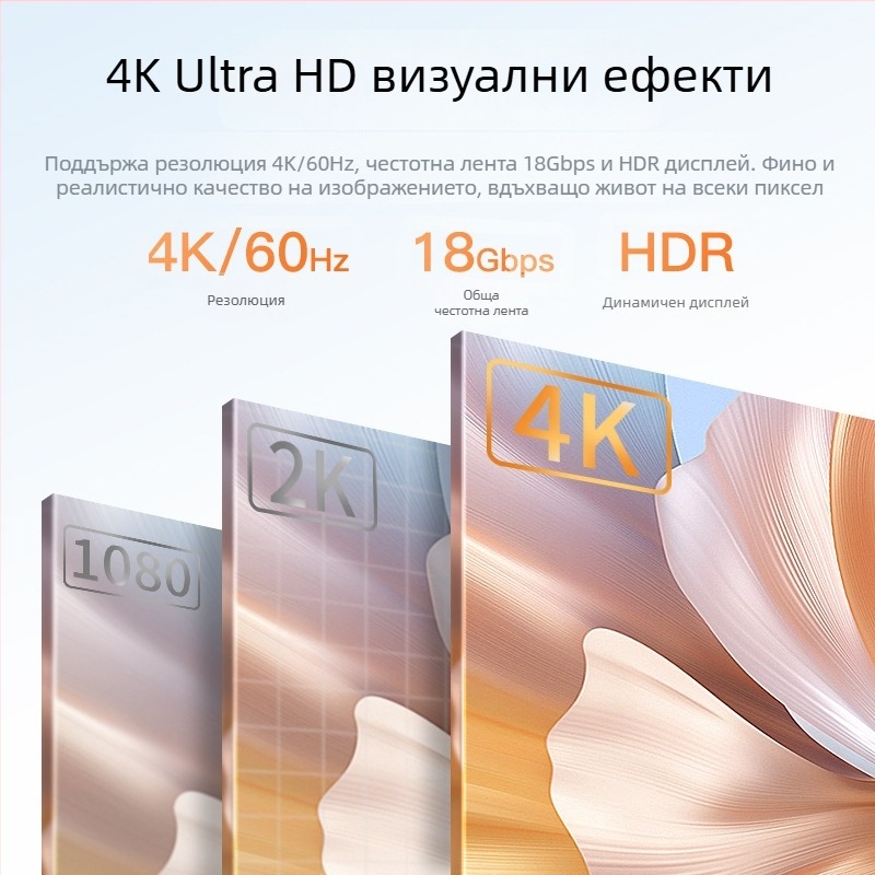 HDMI мъжки към женски удължителен кабел, 4K60, позлатен, дължина 0,5–3 м