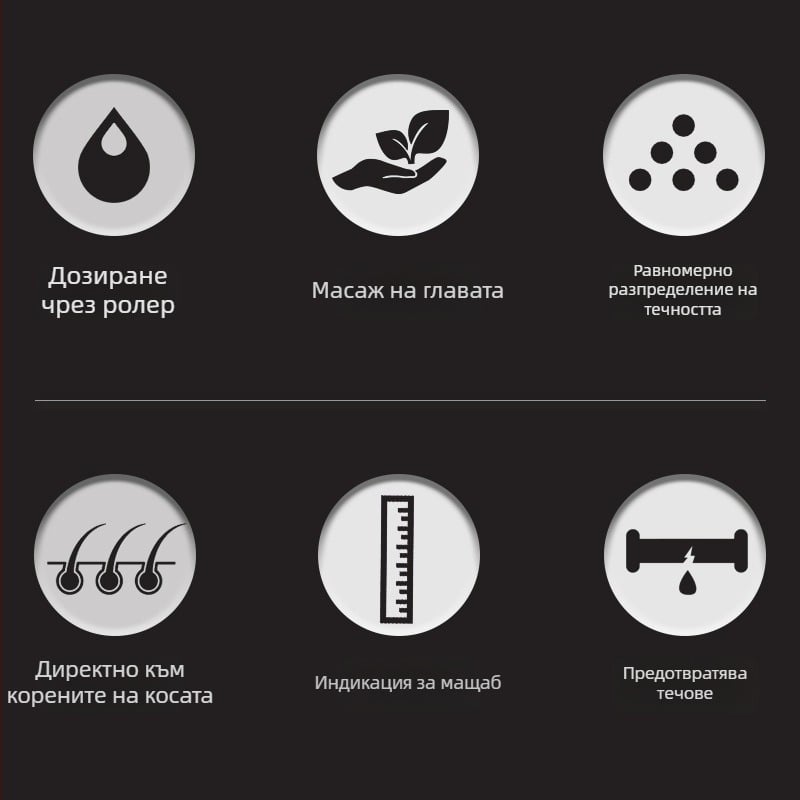 Апликатор за миноксидил за скалп – ролкова масажна четка с дозатор за течност