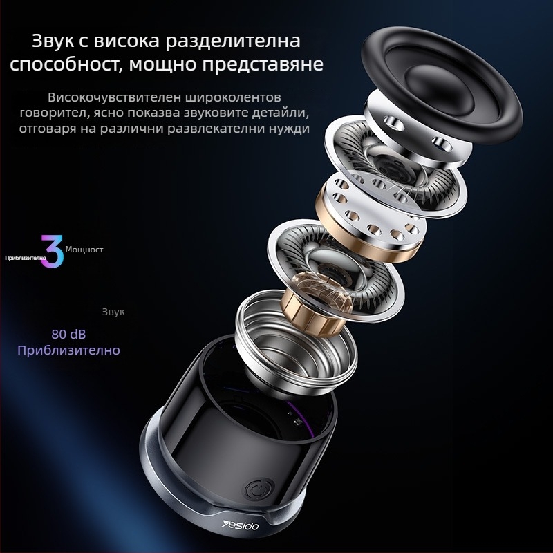 Yesido Bluetooth колонка, портативна, миниатюрна атмосферна светлина, магнитен дизайн