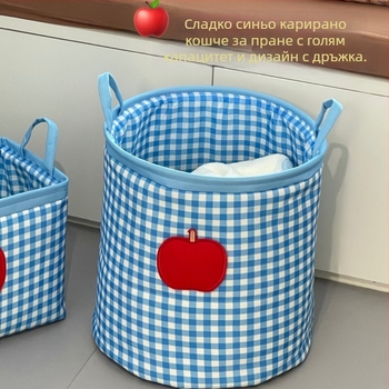 Кош за пране за баня, сладък дизайн, сгъваем, с голям капацитет, домашна употреба, памучно ленено платно