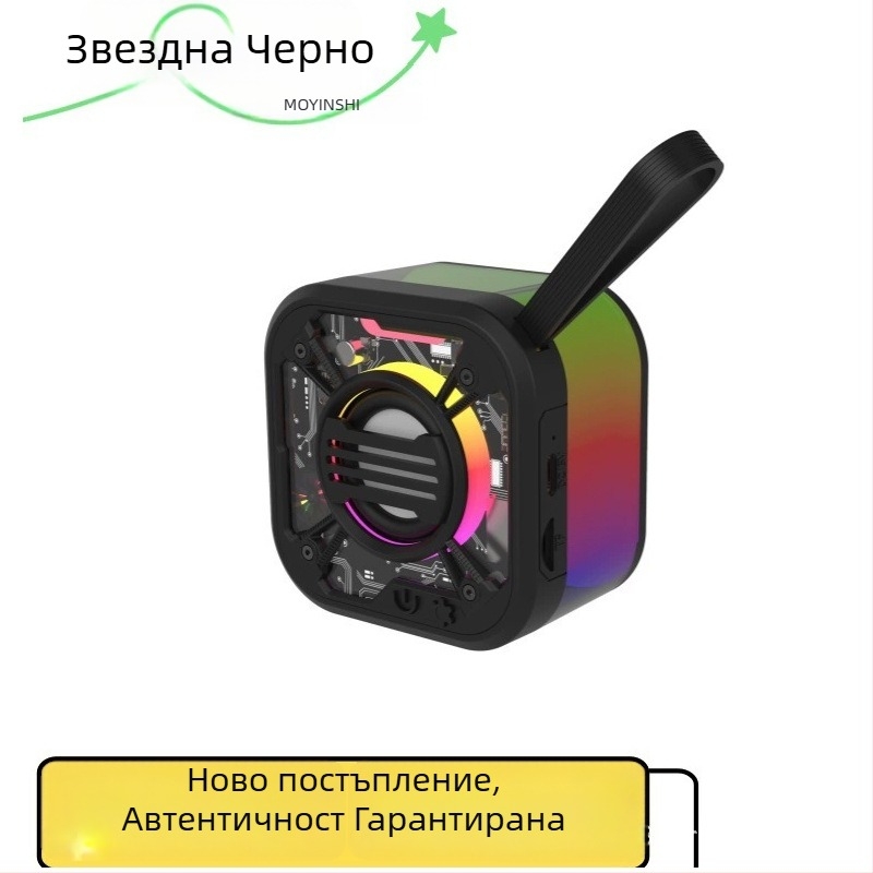 2025 нов преносим безжичен Bluetooth говорител с прозрачен цветен светлинен дизайн в стил меха, поддържа TWS и TF карта