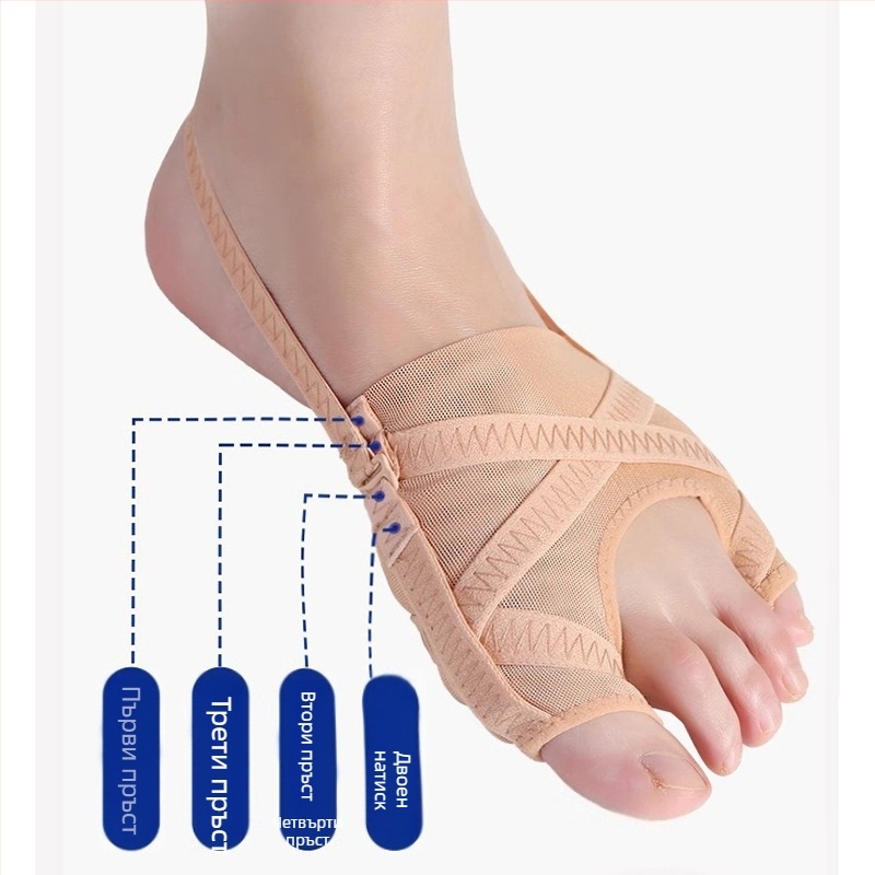 Мрежест разделител за пръсти за корекция на Hallux Valgus и подравняване на пръстите – дишащ разделител за големия пръст и малките пръсти