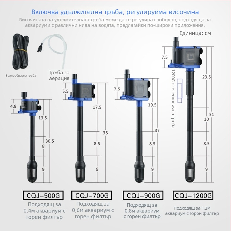 Sensen 3-в-1 подводна помпа за аквариум с филтър и аерация