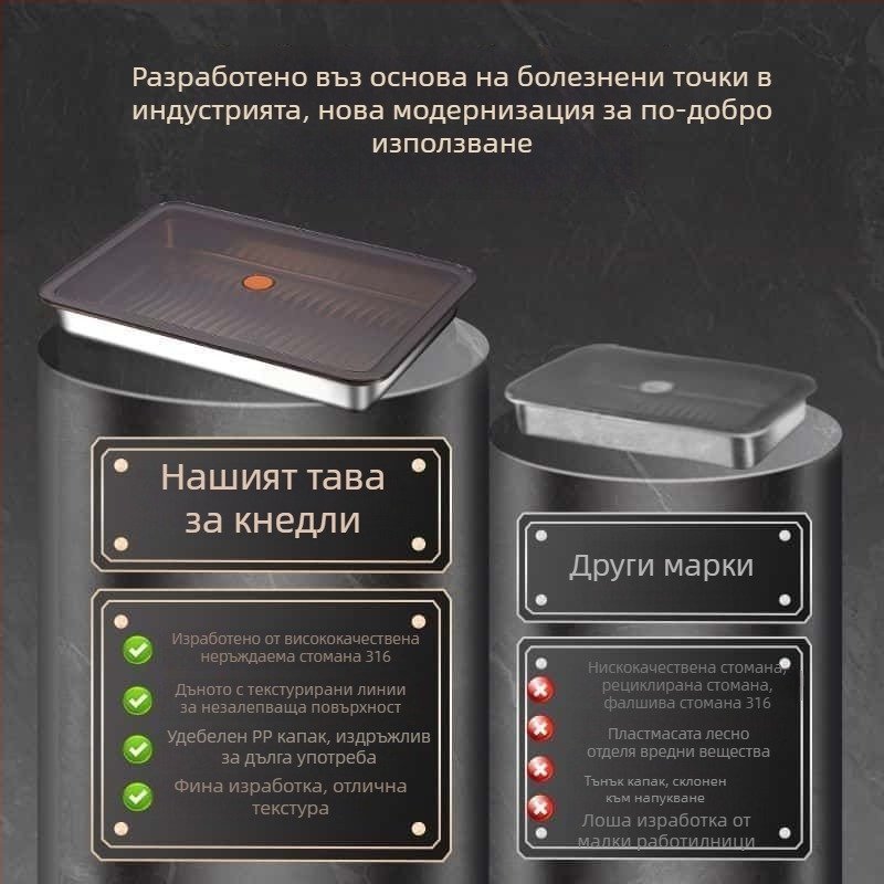 316 неръждаема стомана кутия за съхранение на кнедли с капак, многофункционална кутия за хладилник/фризер с удебелено уплътнение