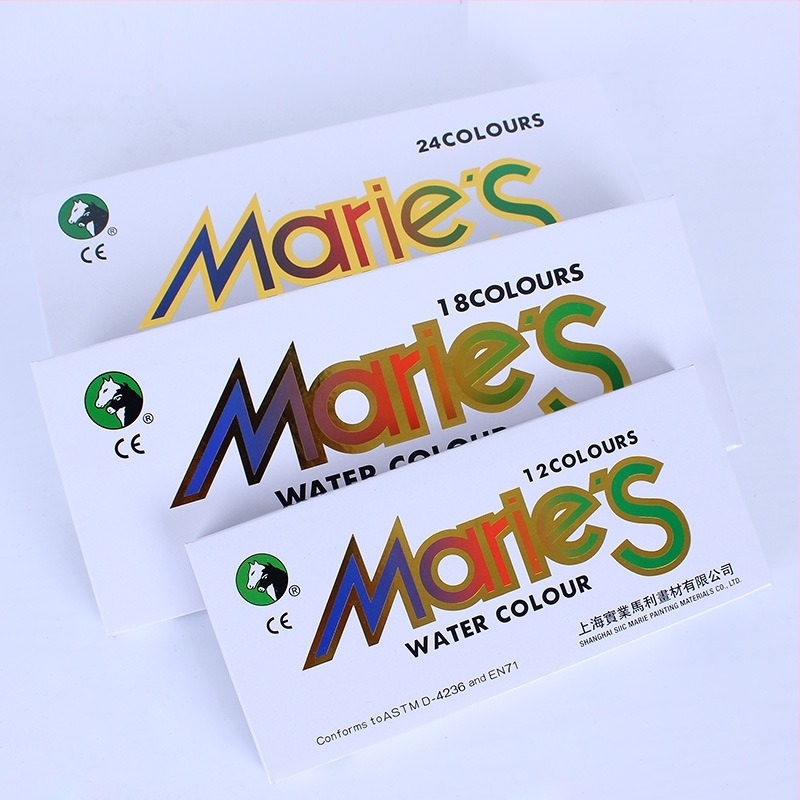 Marley водни бои за акварел - комплект с кутия, 12 ml тръби, варианти: 12/18/24/36 цветове