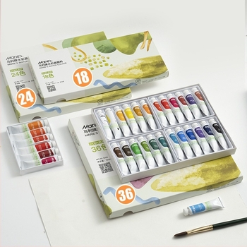 Marie's акварелни бои - комплект от 24 цвята, опции 12/18/24 цвята, обем 5 ml или 12 ml, художествени материали за рисуване
