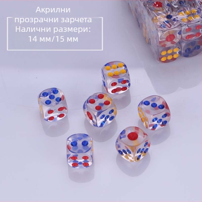 Прозрачни акрилни зарчета с заоблени ъгли, номерирани, за нощни клубове, барове и KTV