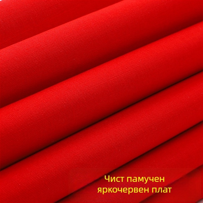 100% памук ярко червена сатенена тъкан за сватби и откривания в китайски стил