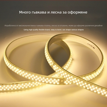 Външна 220V IP65 водоустойчива LED лента, 348 светодиода на метър, 22W, 180° лъч, едноцветна, 2835 SMD, мощно архитектурно осветление за тунели и мостове