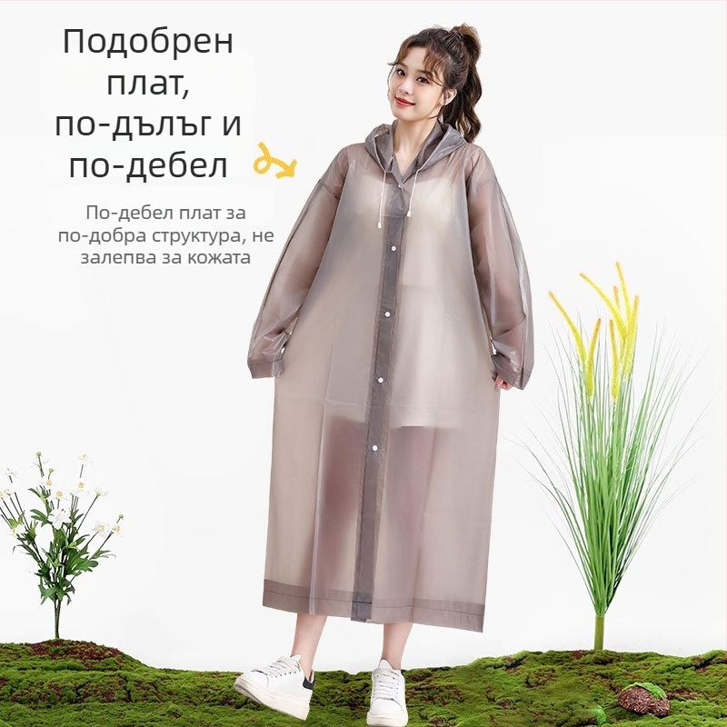 EVA дъждовна пончо за възрастни, пълно тяло, с връзка, дълга, портативна, водоустойчива и многократна употреба