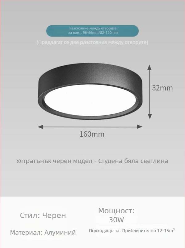 Ултратънък повърхностно монтиран кръгъл LED спот таванна лампа за всекидневна, спалня и антре