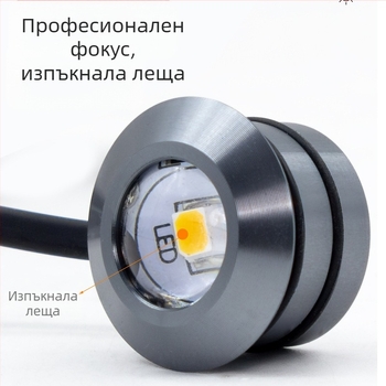 LED прожектор с котешко око, 12V ниско напрежение, осветление за витрини и шкафове, вградено компактно прожекторче