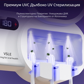 Интелигентен UV стерилизатор за четки за зъби, електрически сушач и стенен държач за четки, дизайн космическа капсула