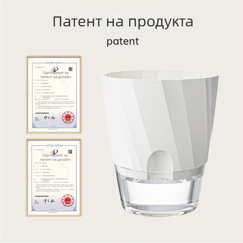 Прозрачен саксий за потос със самополиване, изработен от твърд пластмасов материал, инжекционно формован, Nordic стил