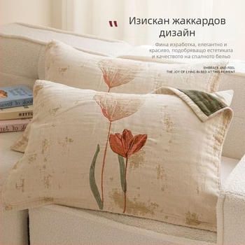 Двойка дебели памучни марлени калъфки за възглавници, абсорбиращи пот, антихлъзгащи, за всички сезони