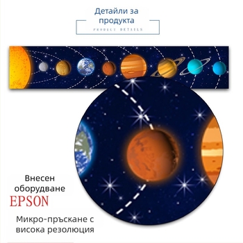 Платнена стенна картина Планети от Слънчевата система за детска стая, в рамка