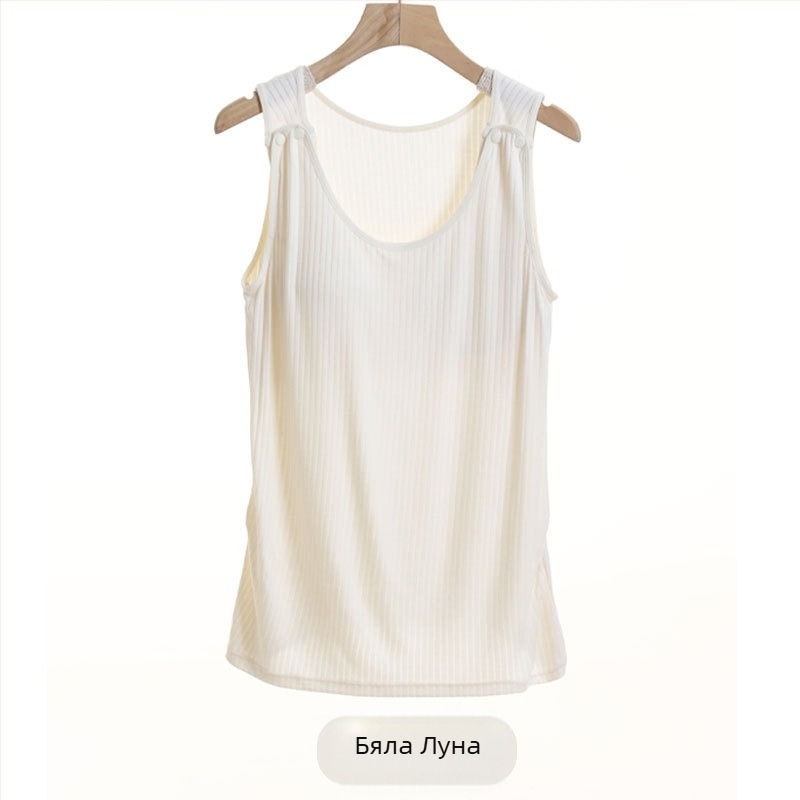 Потник за кърмене с отвор за кърмене, тънък полиестер/спандекс модел, без ръкави, кръгло деколте, свободна кройка