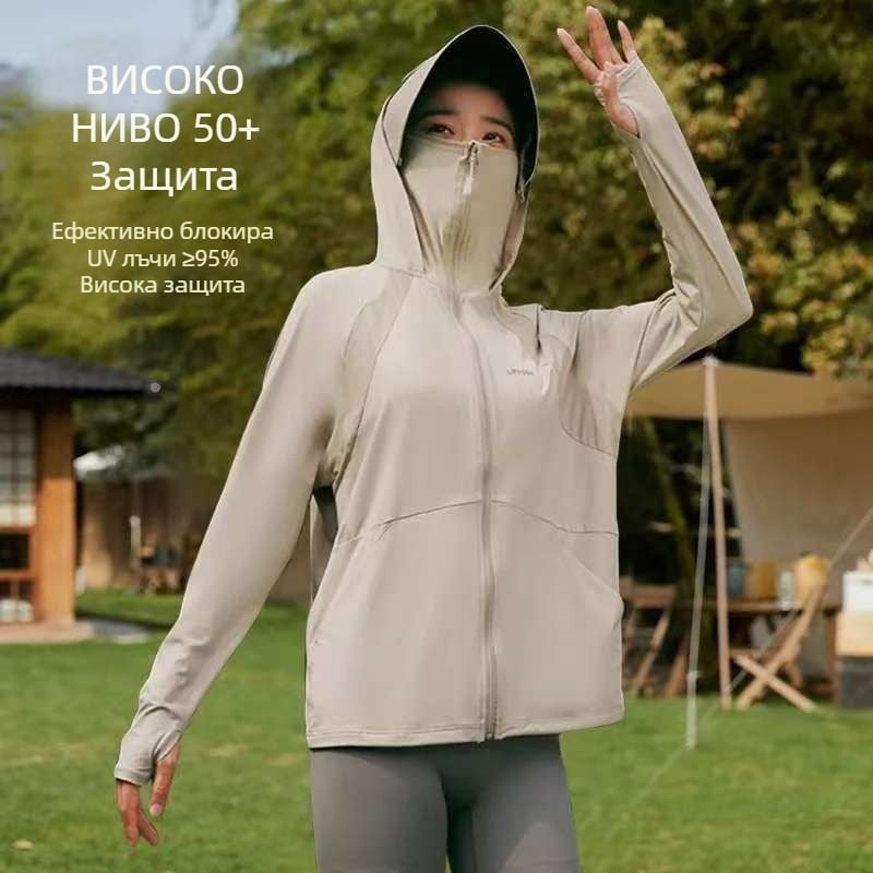 Дамско слънцезащитно яке за лято – лека дишаща материя, акрилно влакно 95%+, 3/4 ръкав, мотоциклетен стил