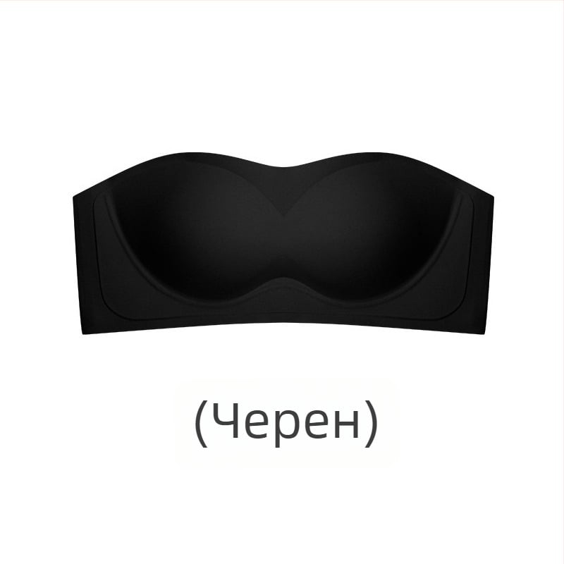 Без презрамки бюстгальтер с 3D гелоподпора, безжичен, безшевен, бандео стил, антихлъзгащ (3/4 чашка, тънко оформена чашка)