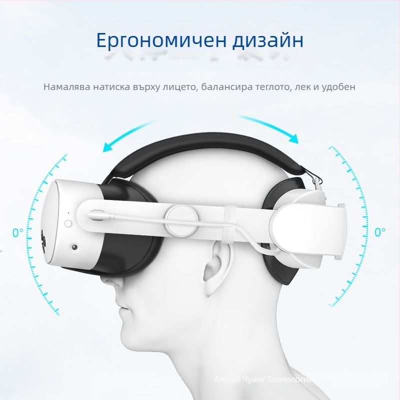Meta Quest 3S съвместим VR аксесоар с регулиема каишка за глава и 6000mAh портативна батерия, ABS+TPU, тегло 220 g